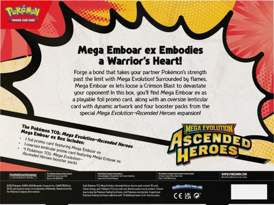 Pokémon TCG: Mega Evolution Ascended Heroes - Mega Emboar EX Collection Box