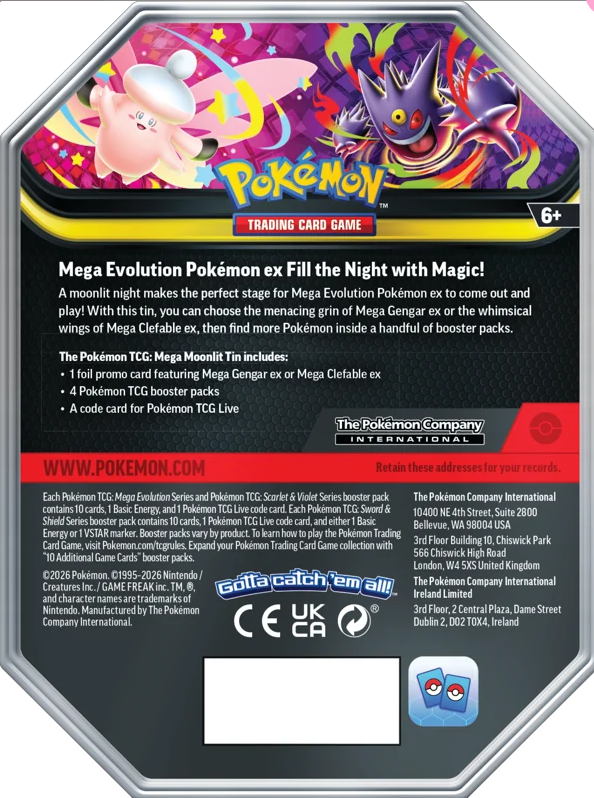 Pokémon TCG: Mega Moonlit Gift Tin Mega Gengar